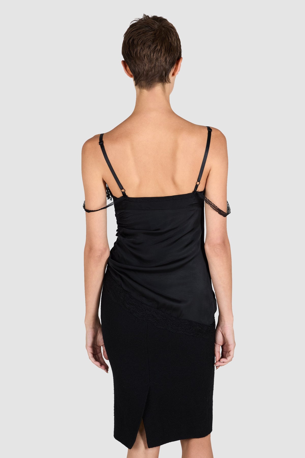 Vintage 1990's Moschino Black Lace Wool Dress