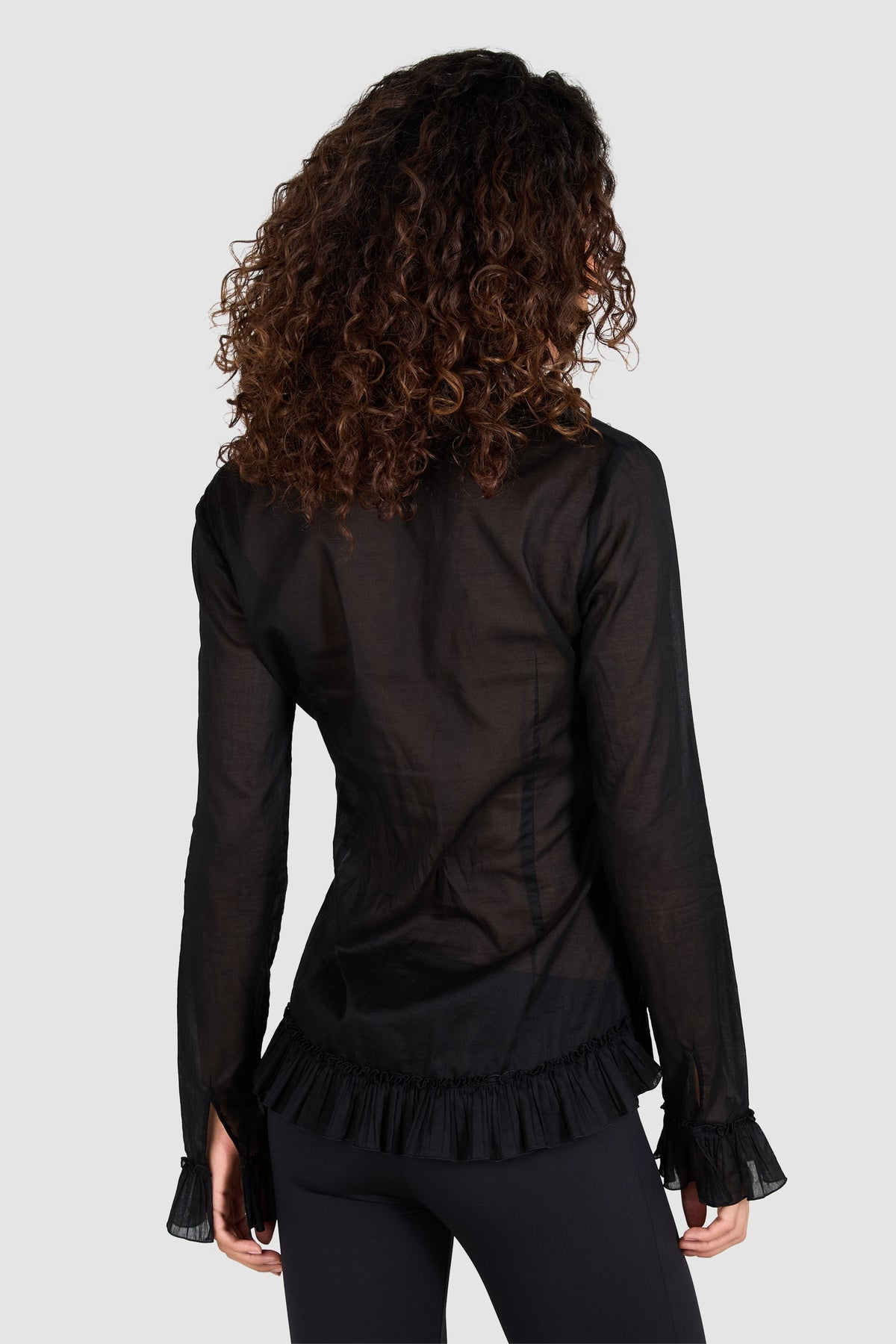 Alexander McQueen 2007 Black Ruffle Cotton Blouse