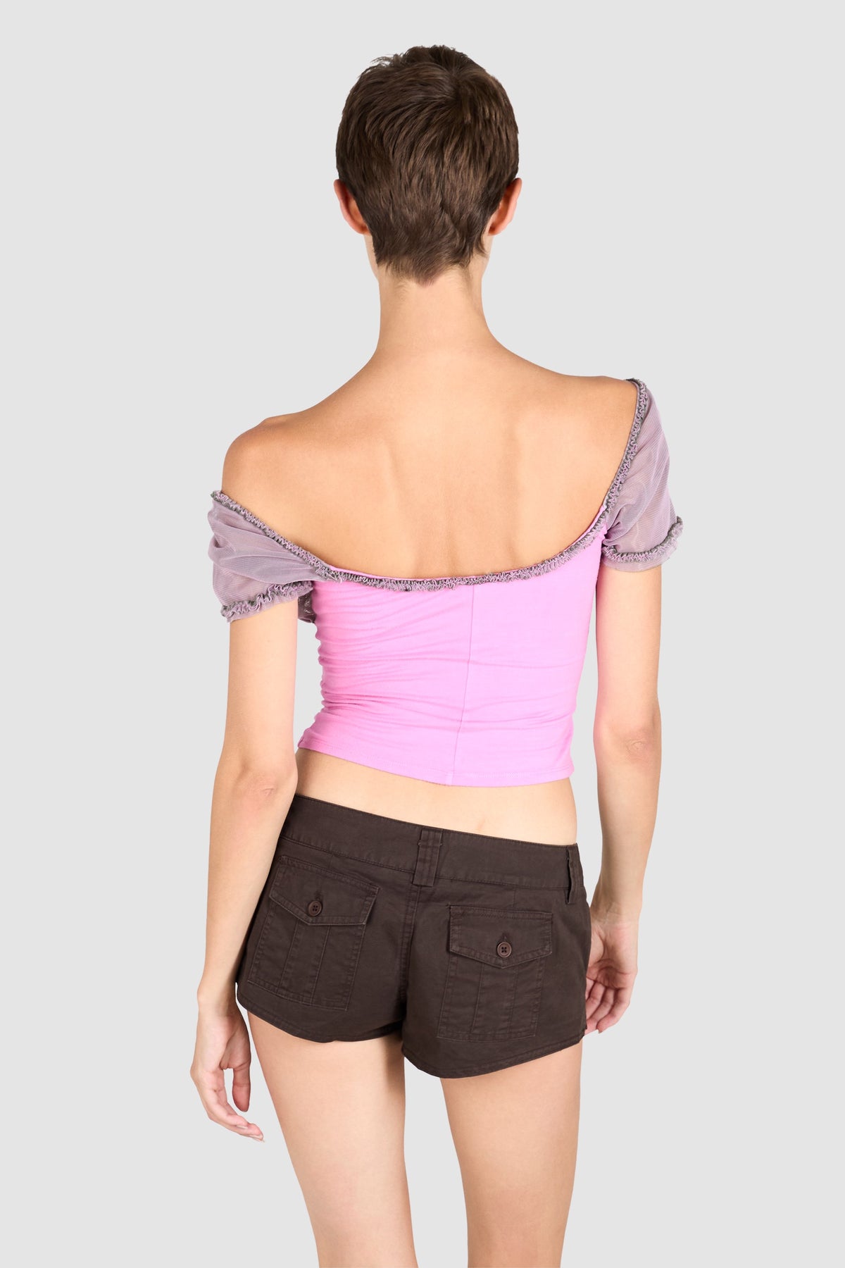 Vintage 2000's Versace Jeans Couture Pink Off Shoulder Top
