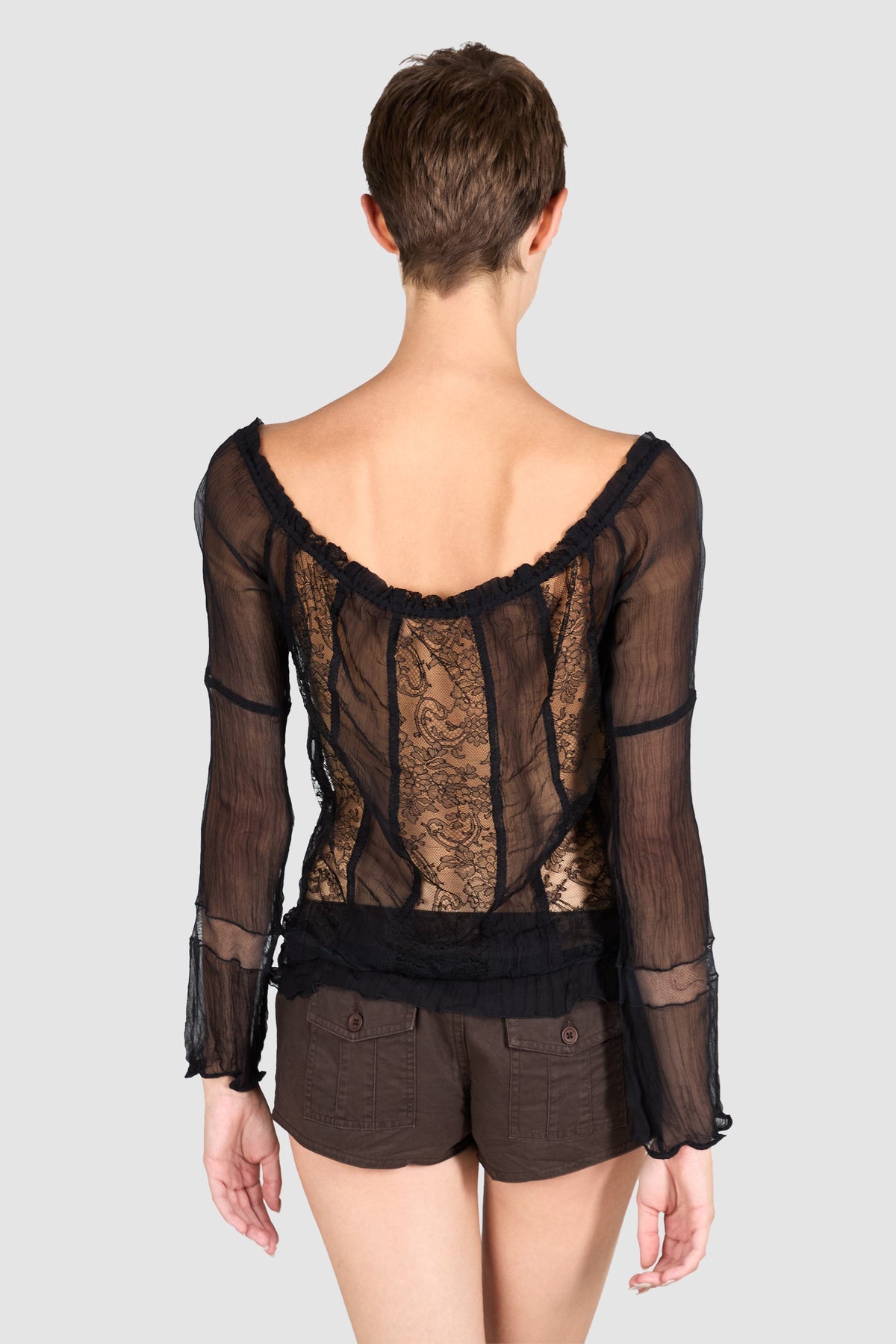 Vintage 2000's Prada Black Sheer Lace Top
