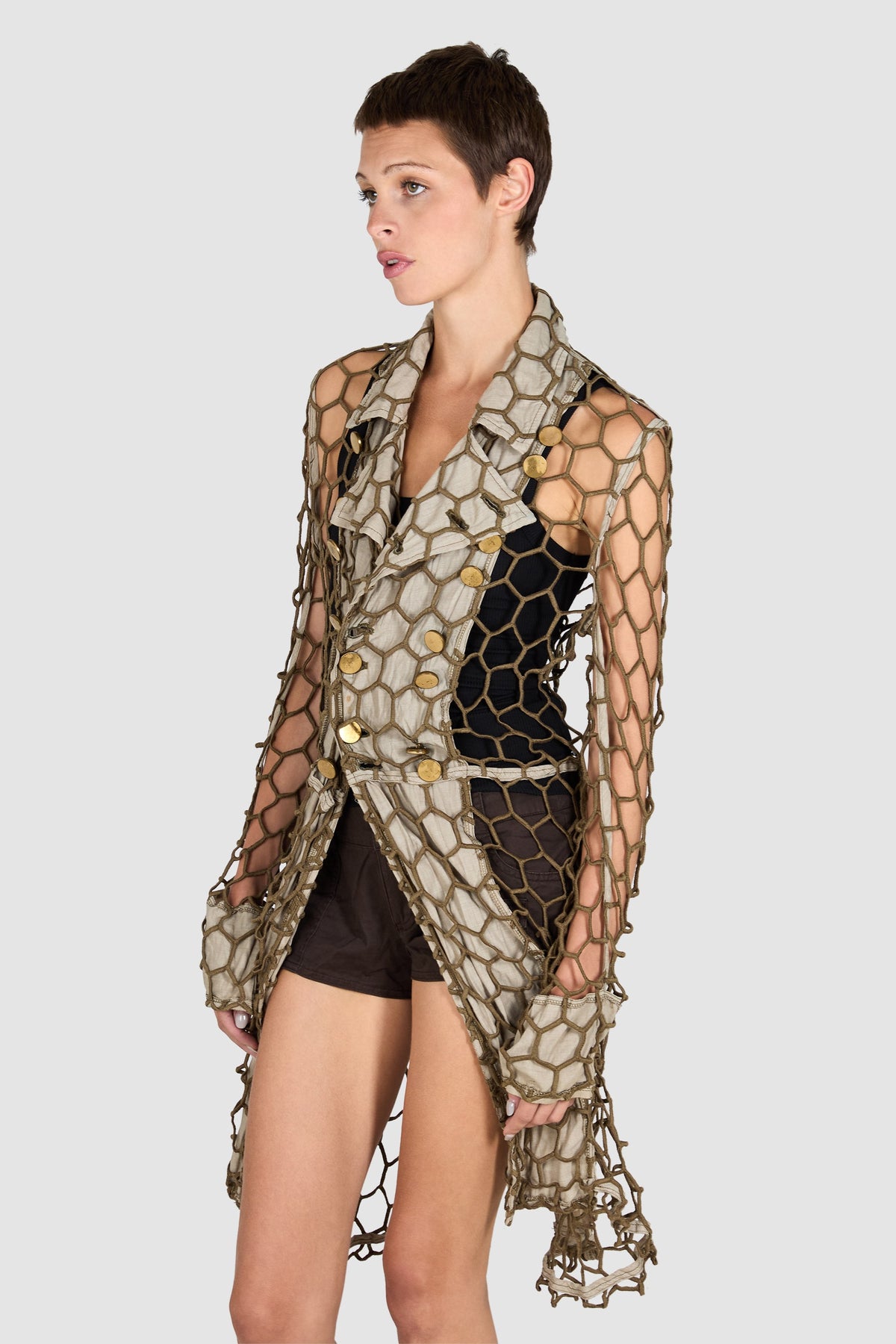 Comme des Garçons S/S 2015 “Anti War” Mesh Trench Coat