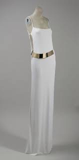 Vintage FW 1996 Runway Black Maxi Strappy Dress With Gold Belt