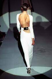 Vintage F/W 1996 Runway Backless Black Dress with Gold Belt