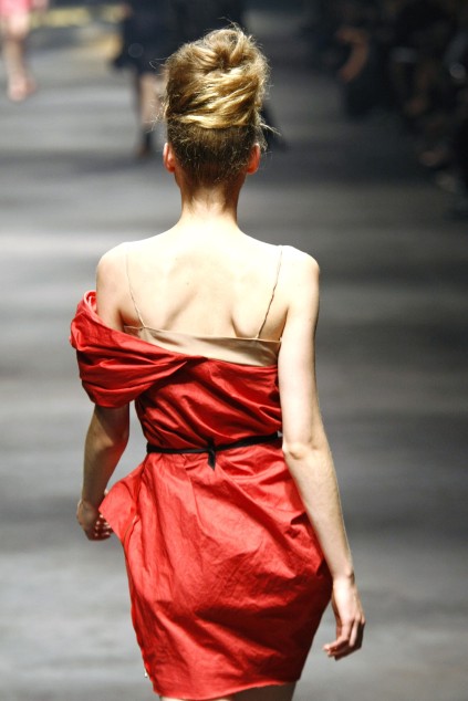 Vintage Lanvin S/S 2010 Red Asymetrical Mini Dress