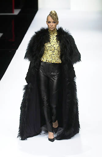 A/W 2000/01 Long Black Magnolian Lamb Evening Coat