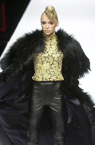 A/W 2000/01 Long Black Magnolian Lamb Evening Coat
