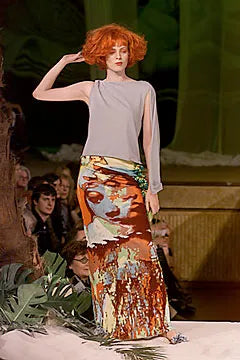 Vintage S/S 2000’s Runway Faces Halter Neck Dress