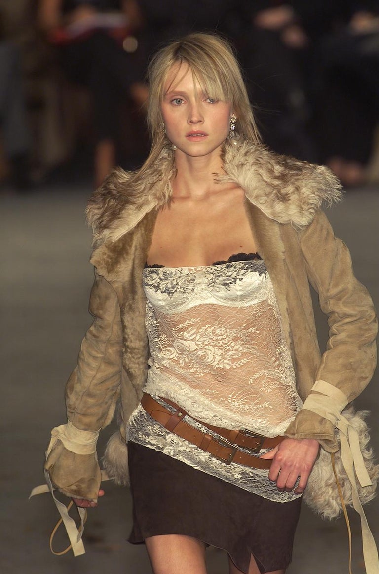 Vintage F/W 2001 Runway Ivory Lace Slip Dress