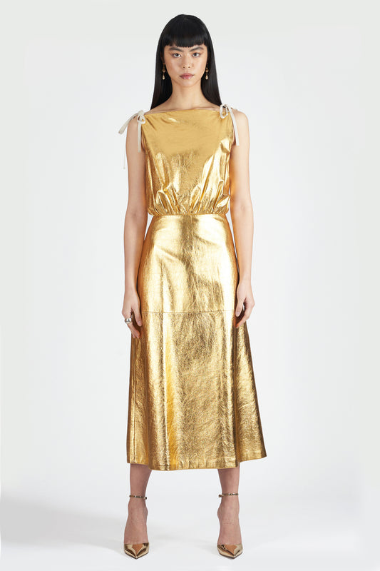 2019 Gold Leather Dress