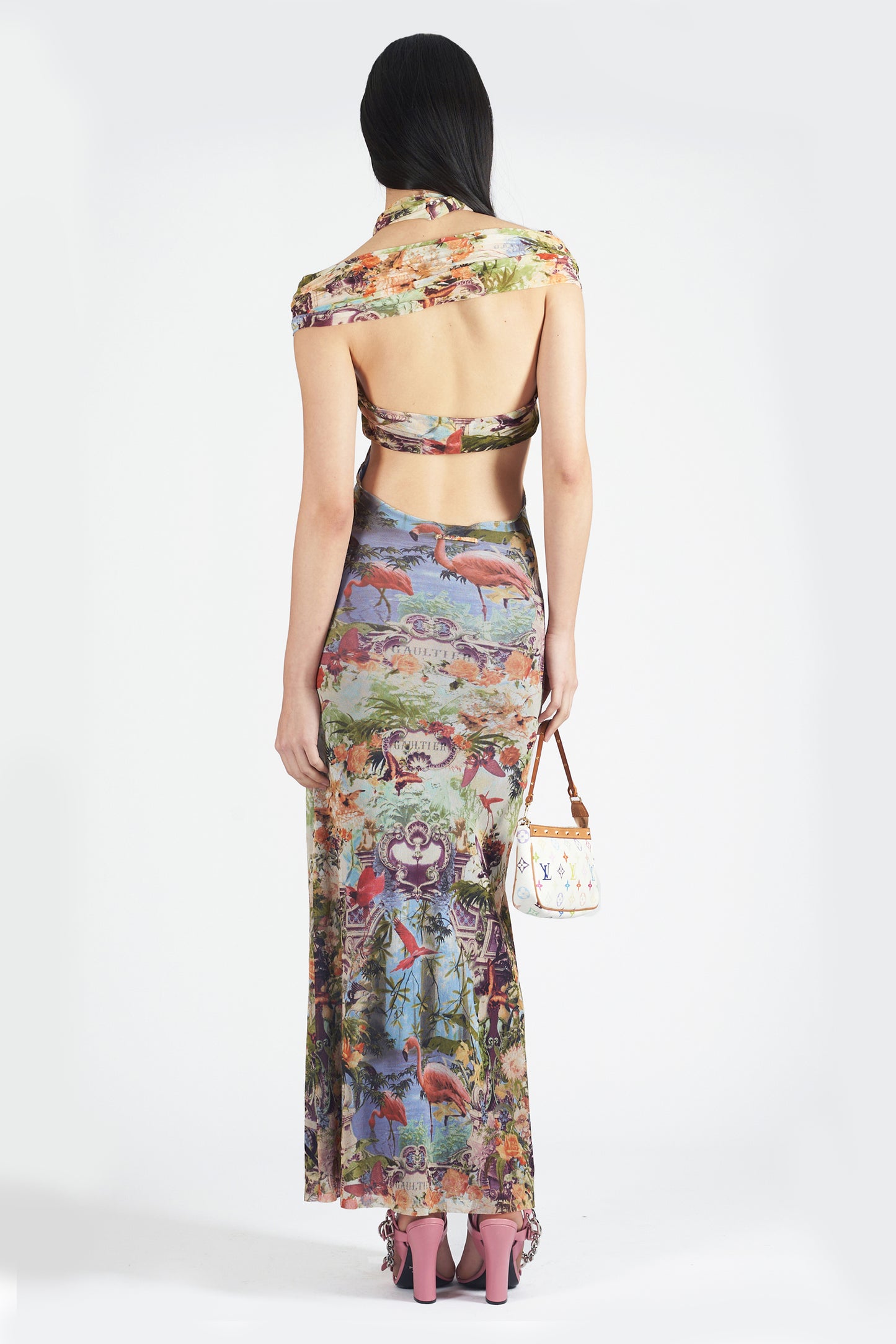 Vintage S/S 1999 Flamingo Mesh Maxi Dress