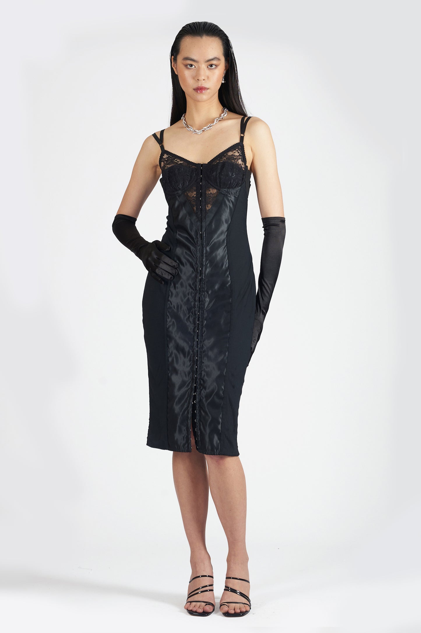 Vintage 2003 Lace Corset Midi Dress