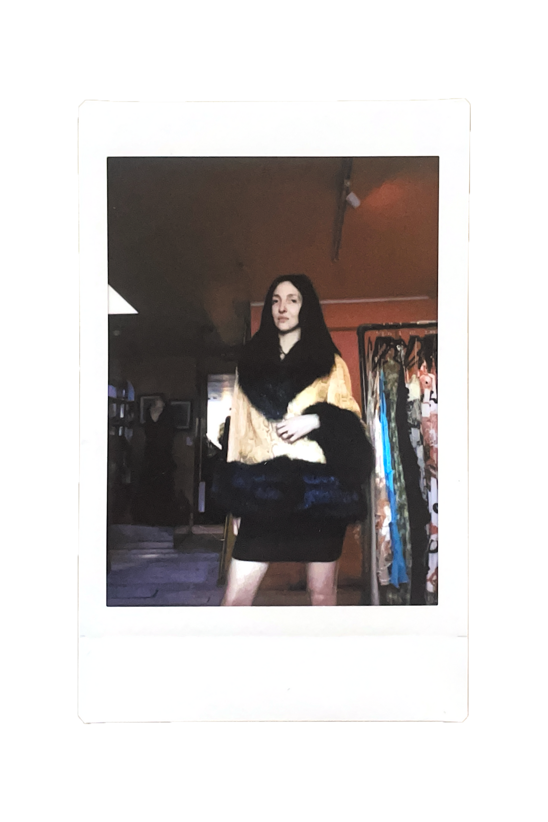 tish in A/W 2010 yellow python and arctic fox jacket
