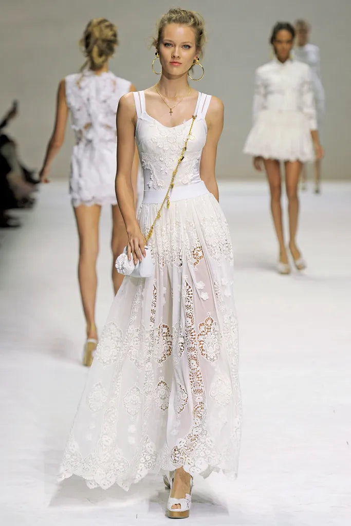Vintage Dolce&Gabbana S/S 2011 White Lace Skirt Co ord Set