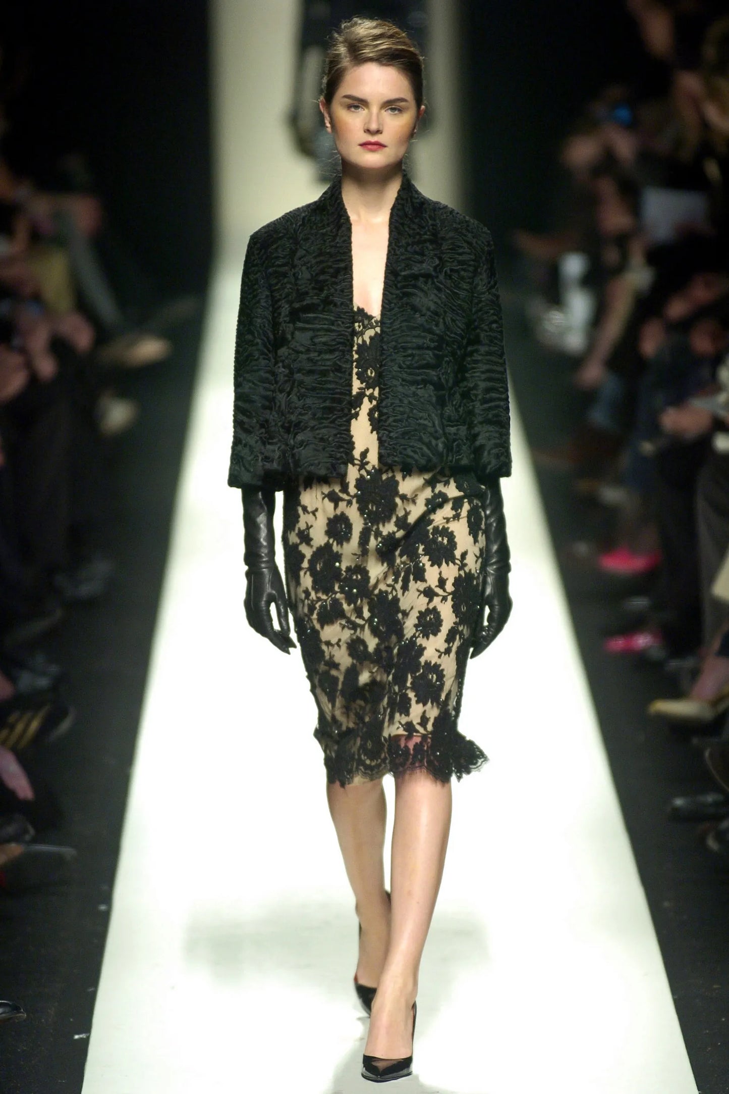 Vintage Celine F/W 2004 Beaded Evening Lace Black Dress