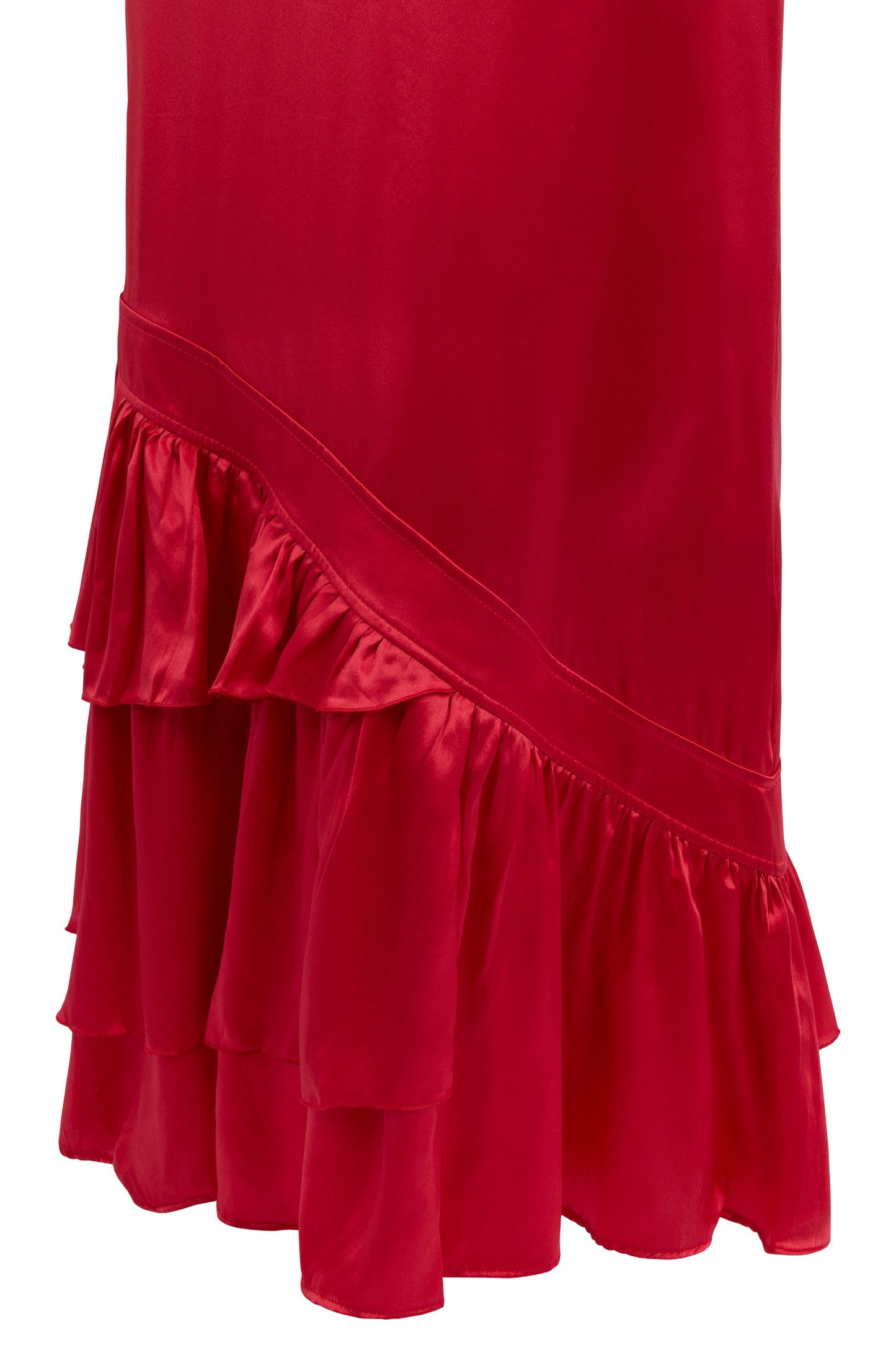 Vintage 2003 Roberto Cavalli Red Silk Maxi Ruffle Skirt