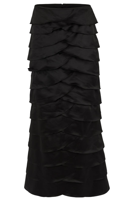 Vintage 1990's Luisa Spagnoli Black Maxi Ruffled Skirt