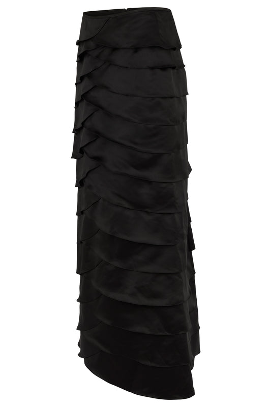 Vintage 1990's Luisa Spagnoli Black Maxi Ruffled Skirt