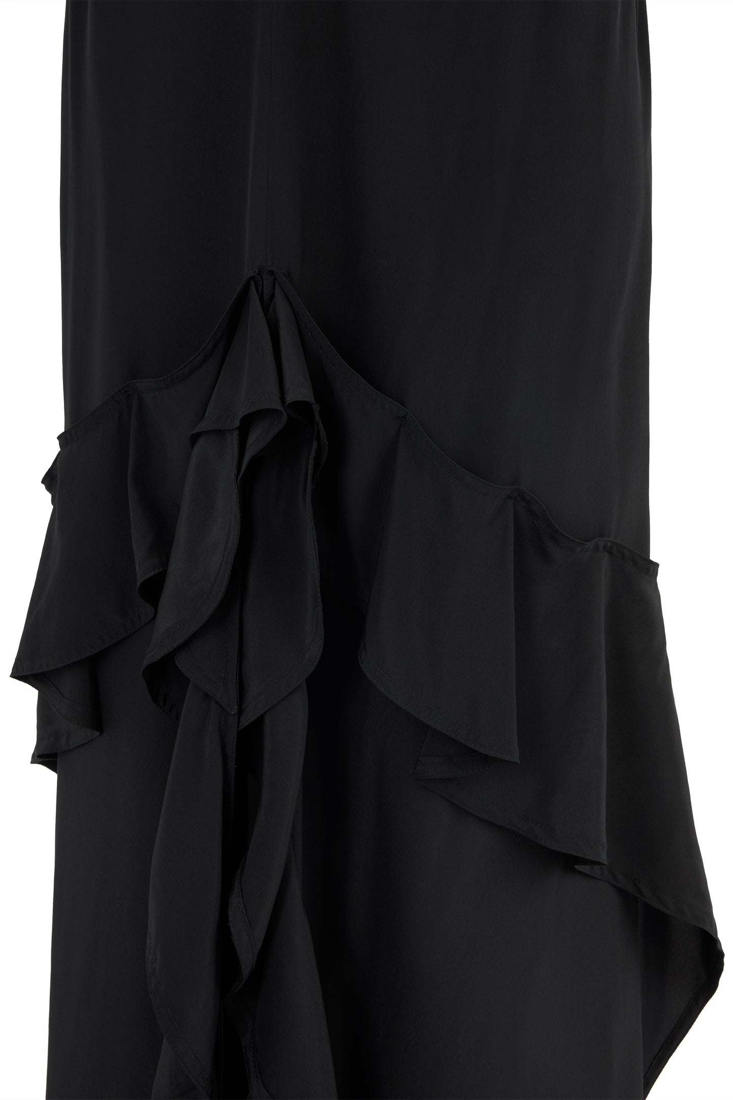 Vintage Yves Saint Laurent F/W 2003 Black Ruffled Silk Maxi Skirt