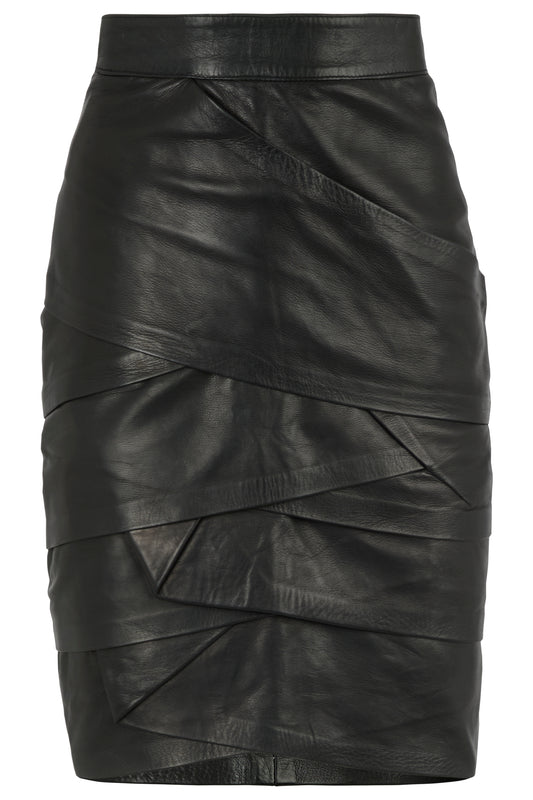 Vintage Gianni Versace Late 1980/90's Leather Layered Pencil Skirt