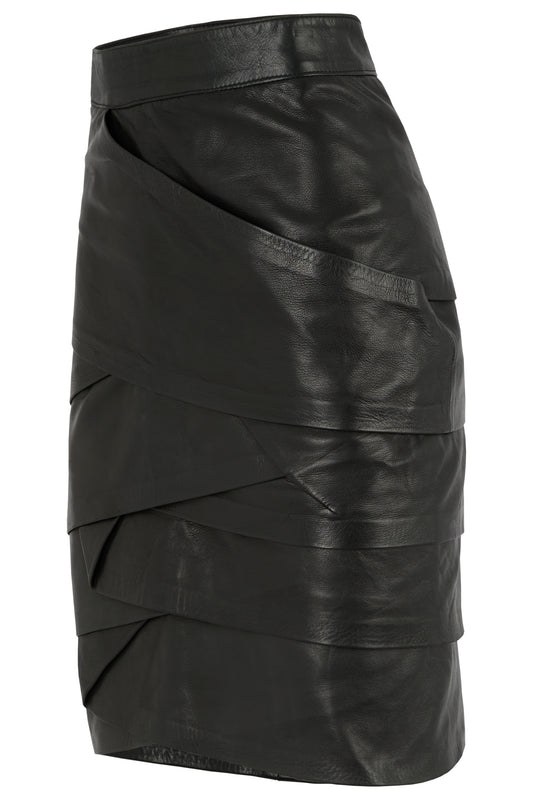 Vintage Gianni Versace Late 1980/90's Leather Layered Pencil Skirt