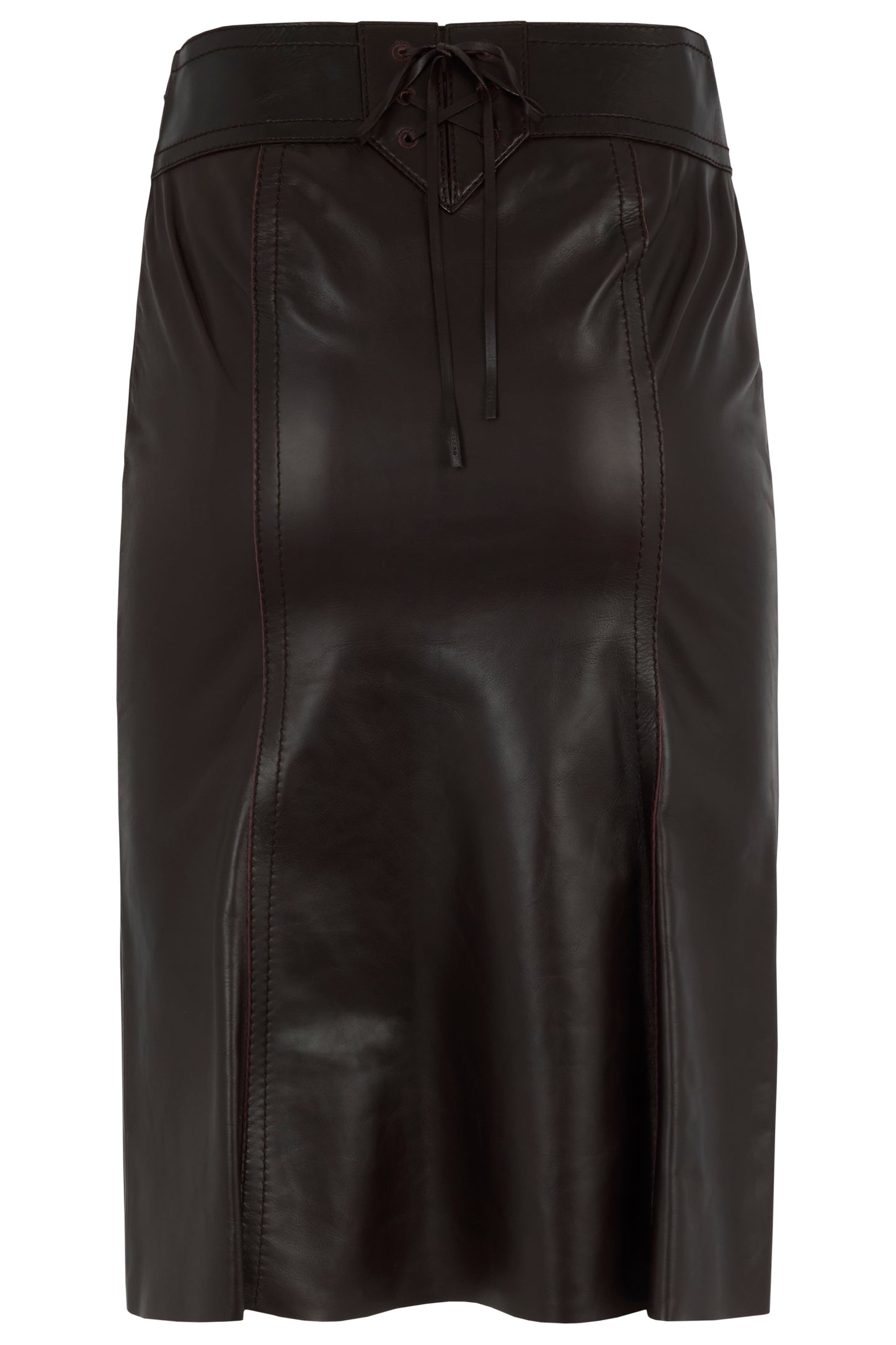 Vintage Gucci Tom Ford 2002 Brown Leather Skirt