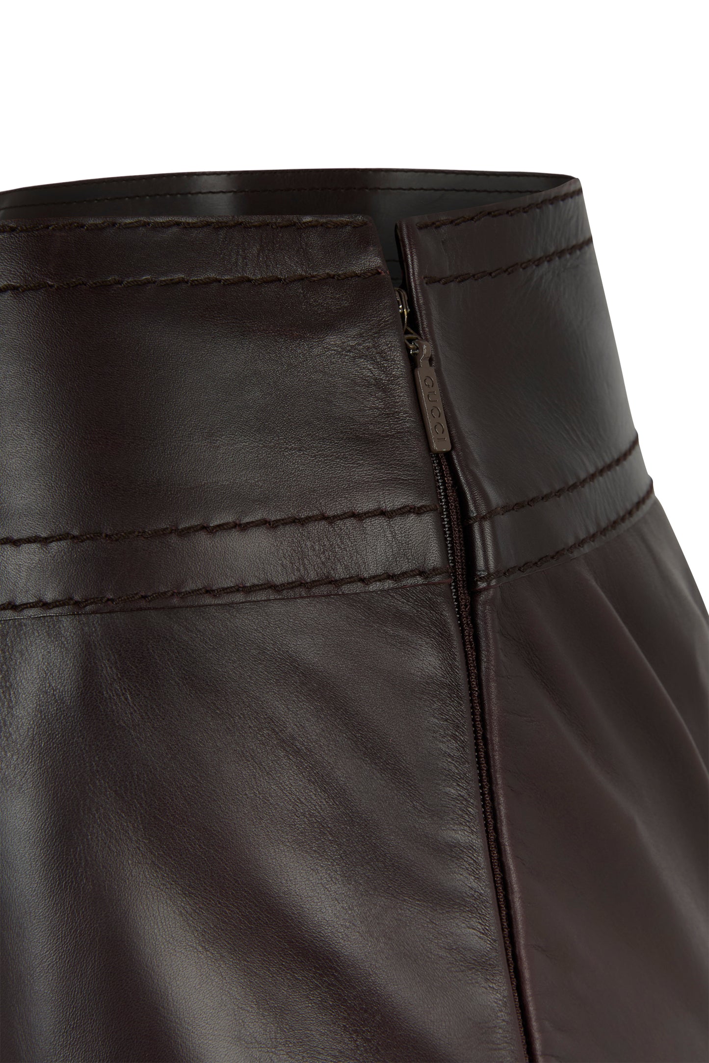 Vintage Gucci Tom Ford 2002 Brown Leather Skirt