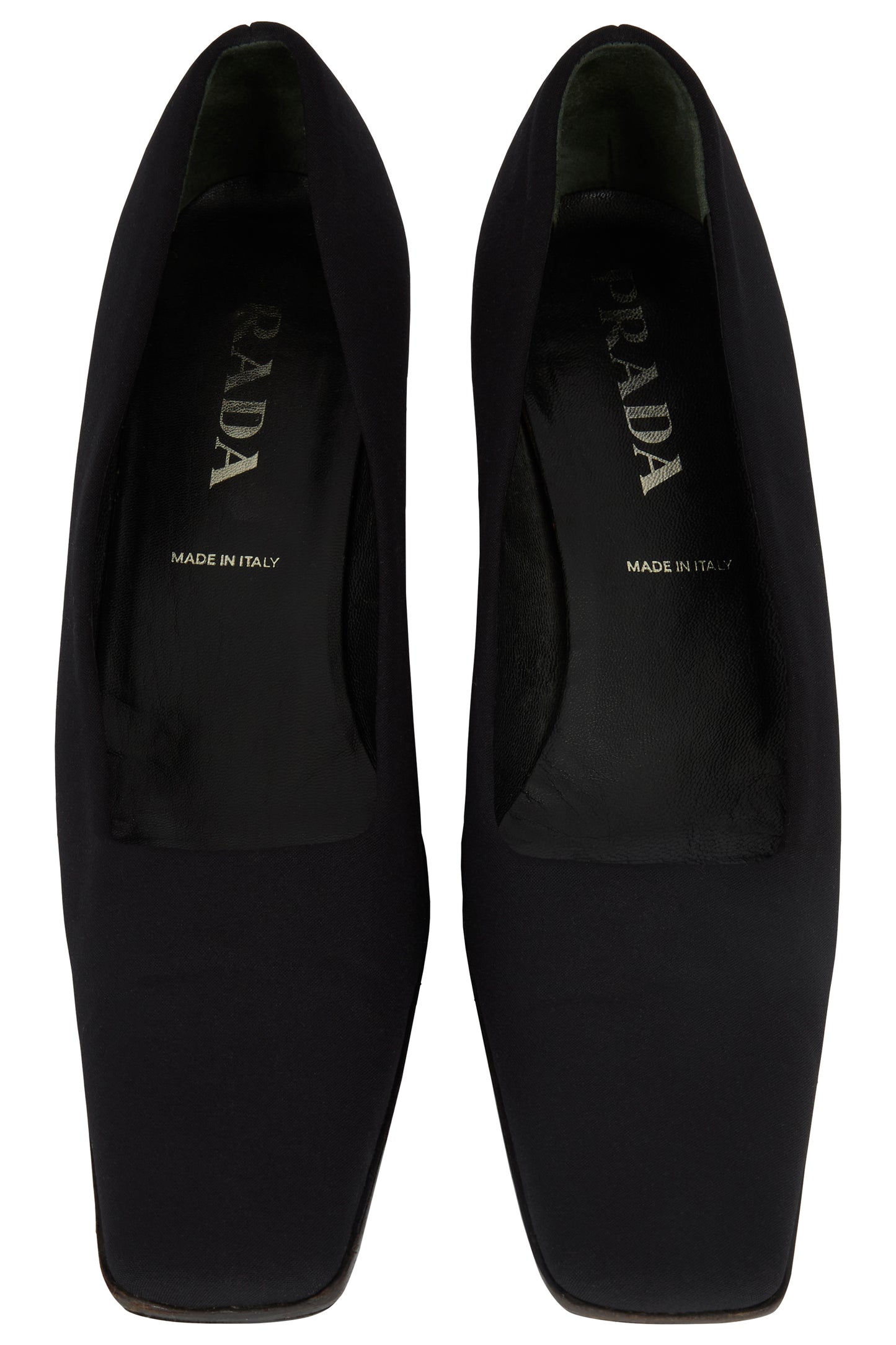 Vintage 1990's Prada Black Square Kitten Heels