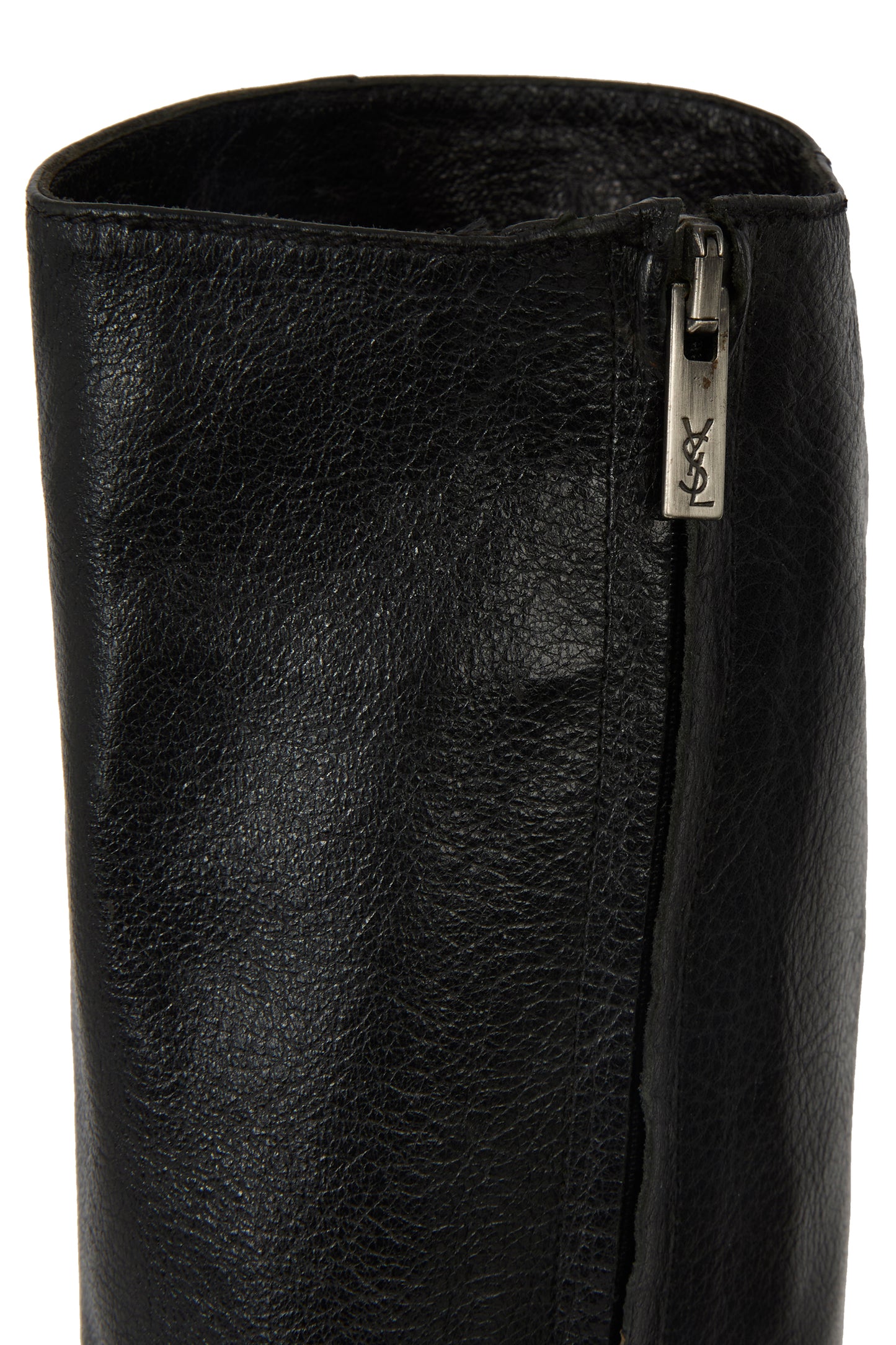 Vintage Yves Saint Laurent F/W 2001 Black Leather Lace High Boots