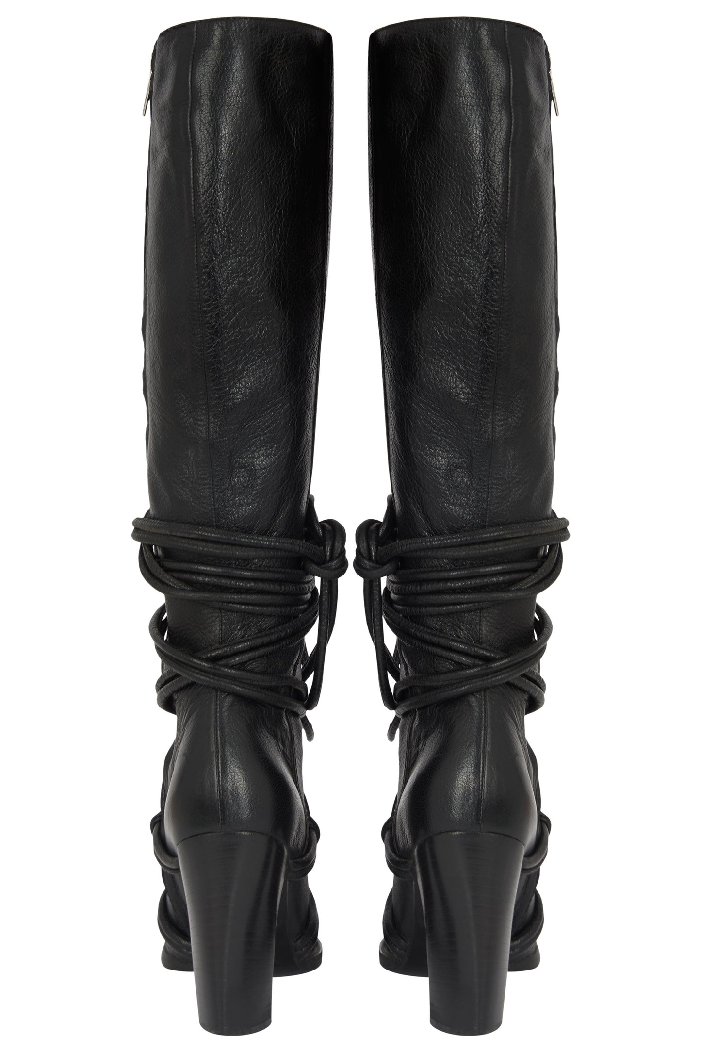 Vintage Yves Saint Laurent F/W 2001 Black Leather Lace High Boots