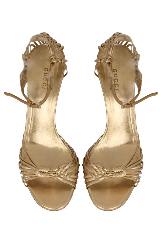 Vintage 1990's Gucci Gold Strappy Heels