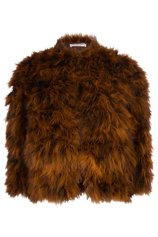 Vintage F/W 1981 Yves Saint Laurent Orange Burnt Marabou Feather Jacket
