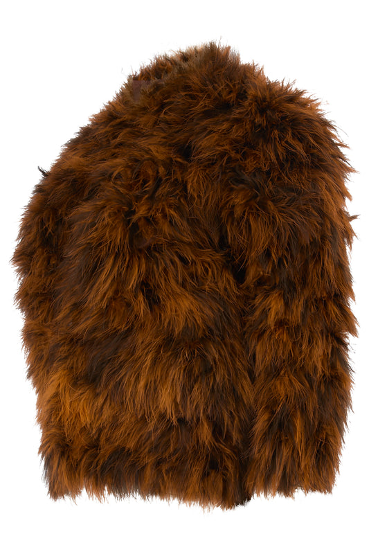 Vintage F/W 1981 Yves Saint Laurent Orange Burnt Marabou Feather Jacket