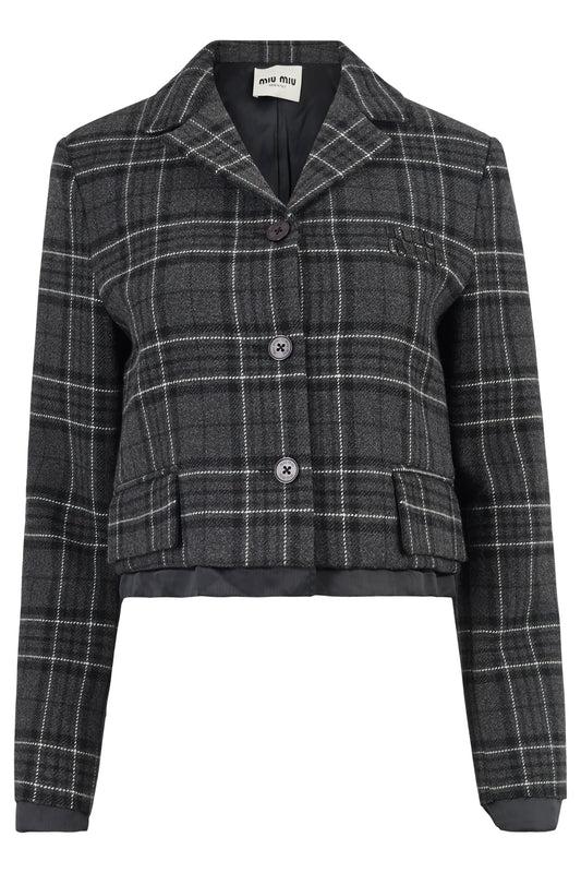 Miu Miu 2000's Grey Wool Cropped Jacket