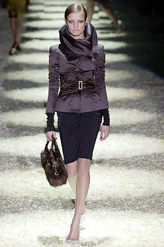 Vintage Gucci F/W 2003 Bamboo & Fox Fur Handbag