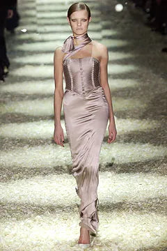 Rare Gucci By Tom Ford F/W 2003 Silk Nude Corset Maxi Skirt Set