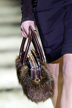 Vintage Gucci F/W 2003 Bamboo & Fox Fur Handbag