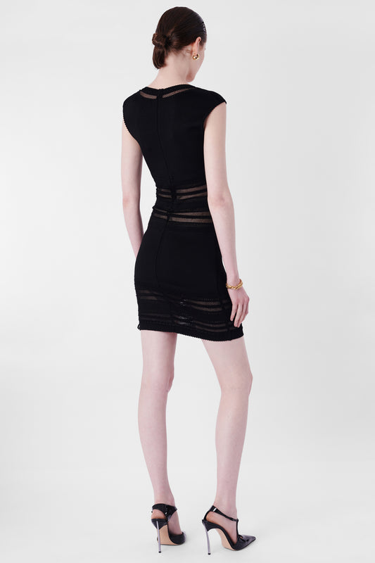 Vintage 1993 Black Mesh Cutout Bodycon Dress.