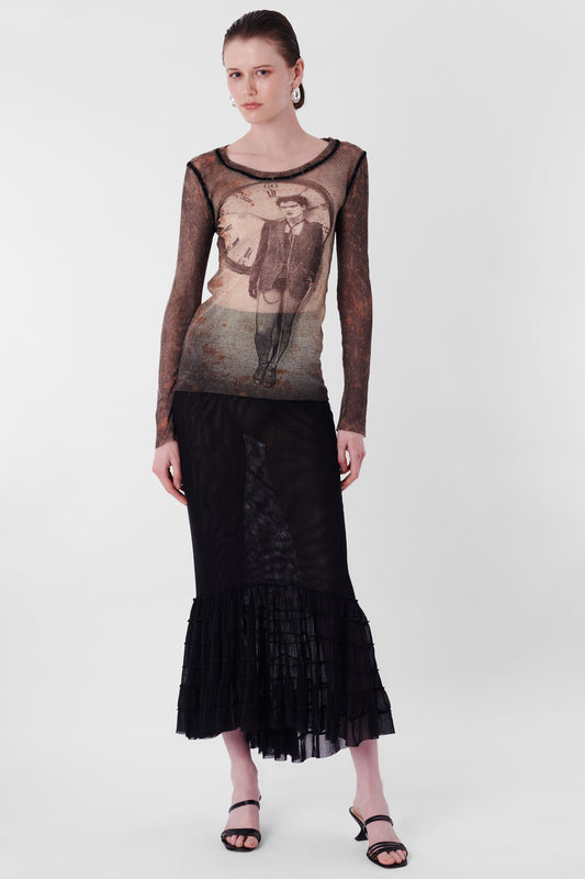 Vintage 2000's Clock Mesh Top