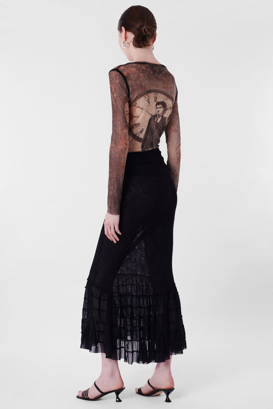 Vintage Black Mesh Maxi Skirt