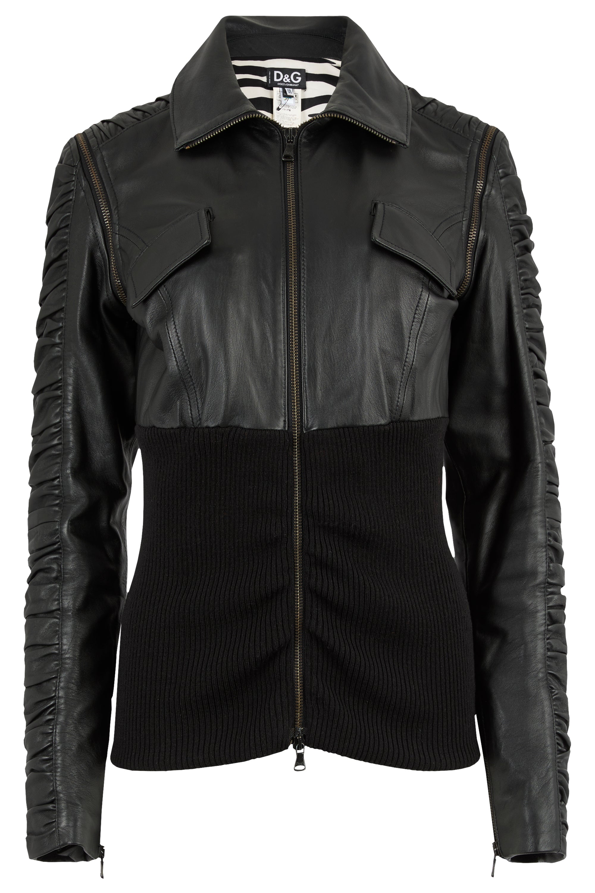Vintage D&G 2003 Double Zip Black Leather Jacket – Nordic Poetry