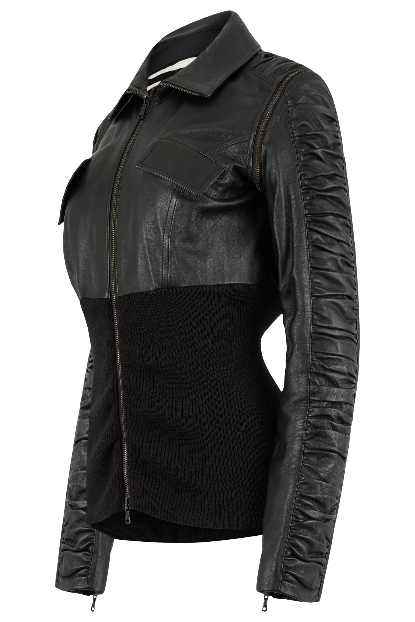 Vintage D&G 2003 Double Zip Black Leather Jacket