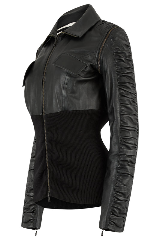 Vintage D&G 2003 Double Zip Black Leather Jacket