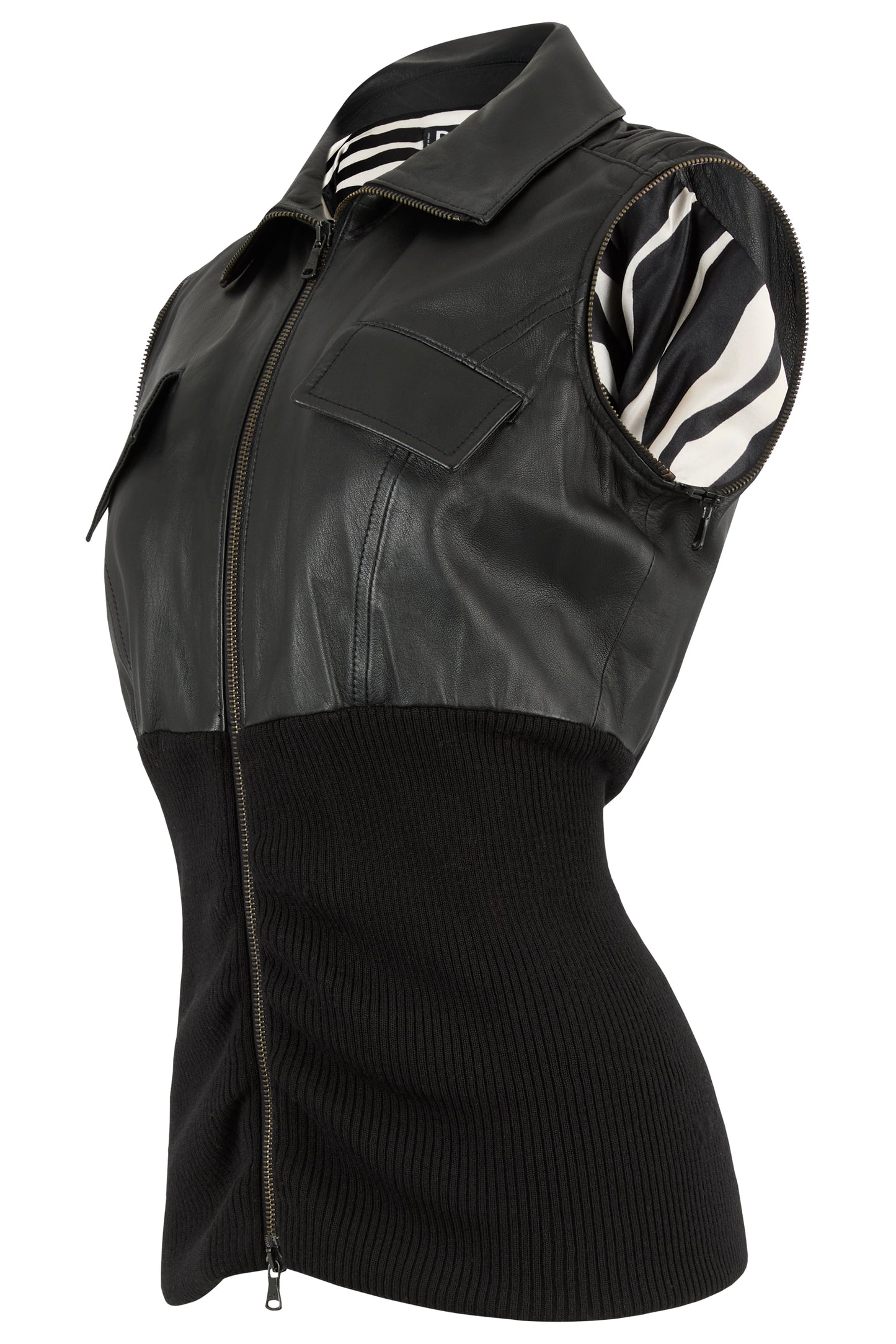 Vintage D&G 2003 Double Zip Black Leather Jacket