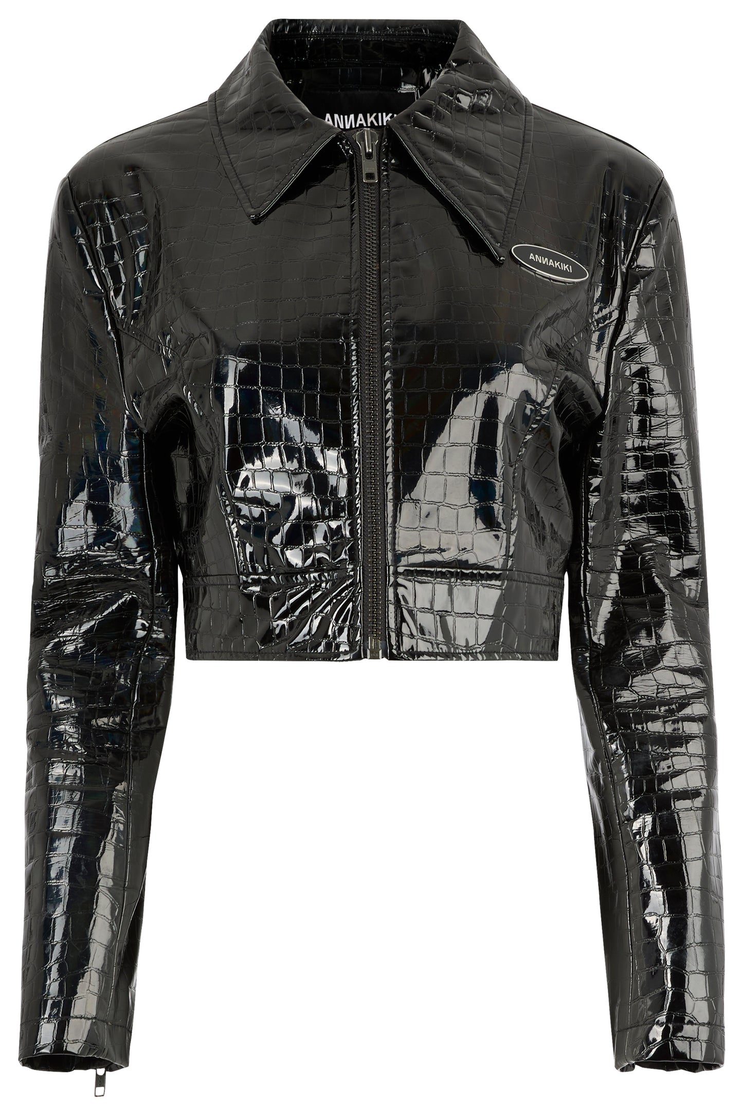 Annakiki PVC Irridescent Black Cropped Jacket