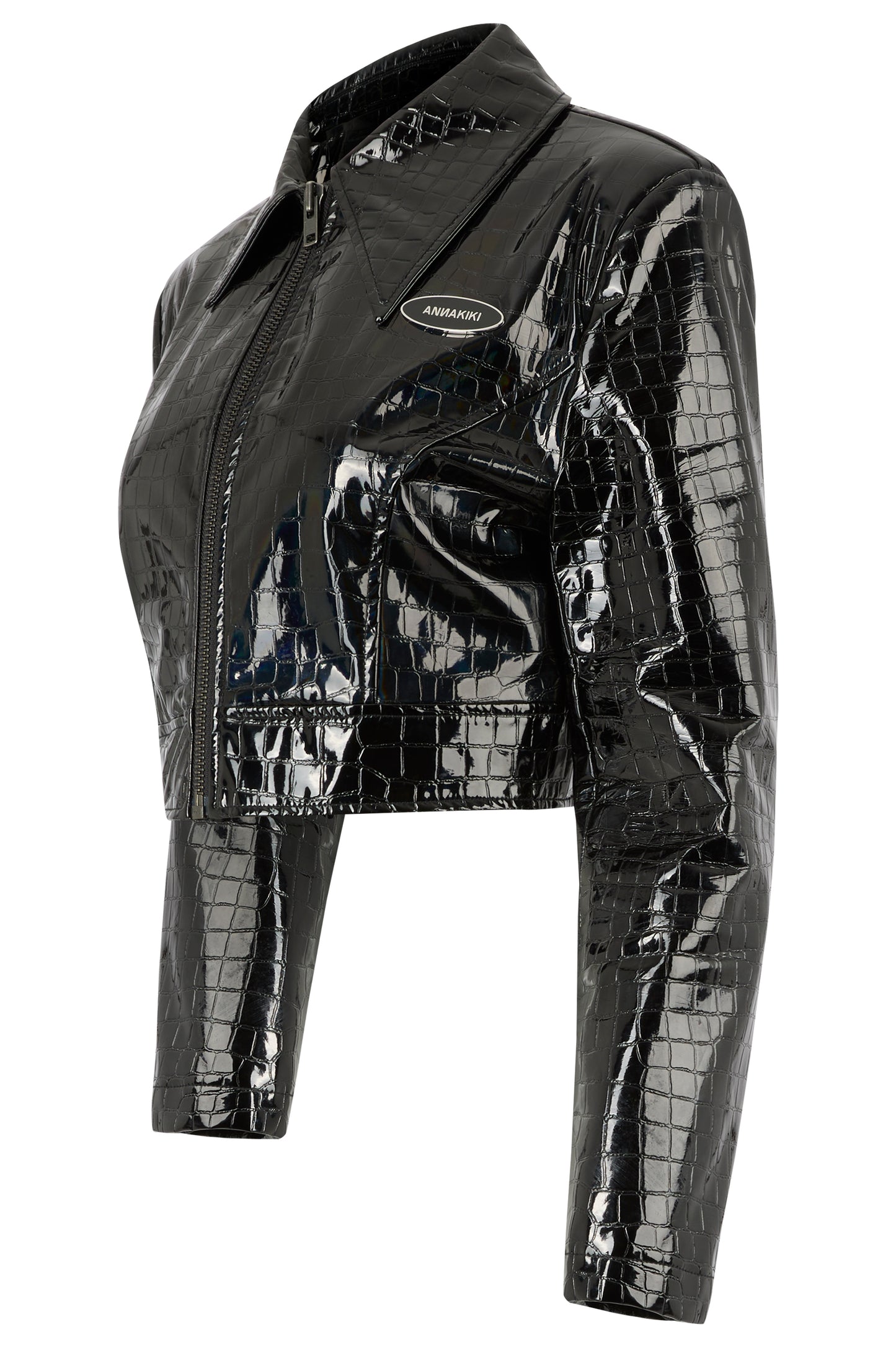 Annakiki PVC Irridescent Black Cropped Jacket
