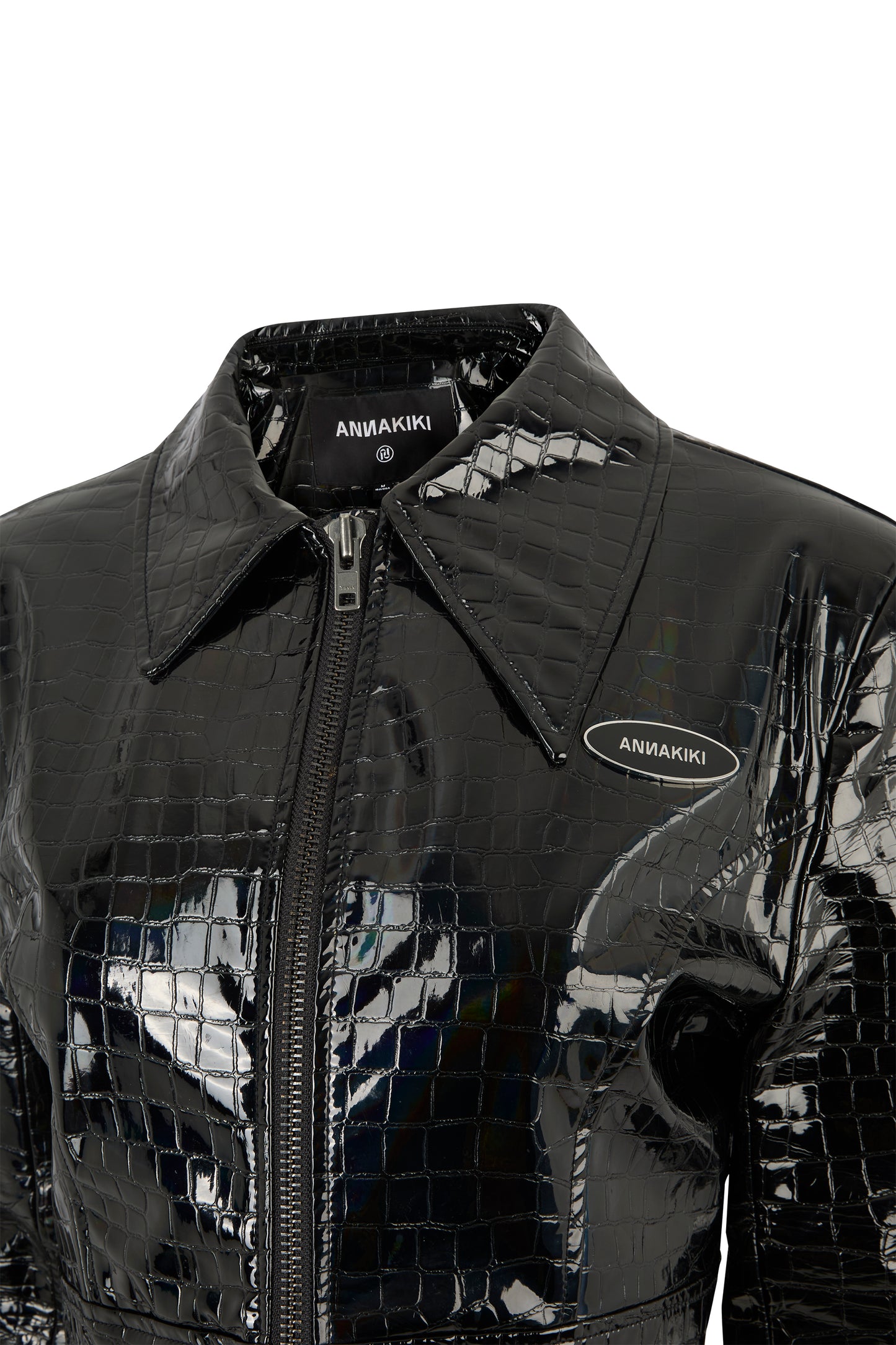 Annakiki PVC Irridescent Black Cropped Jacket