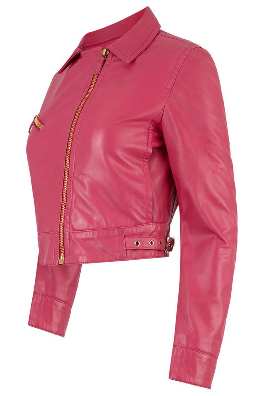Vintage Blumarine S/S 2008 Leather Pink Biker Jacket