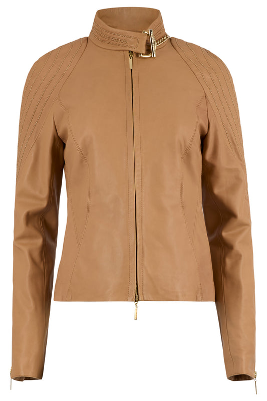 Roberto Cavalli Soft Tan Leather Jacket