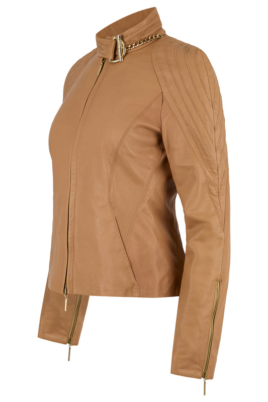 Roberto Cavalli Soft Tan Leather Jacket