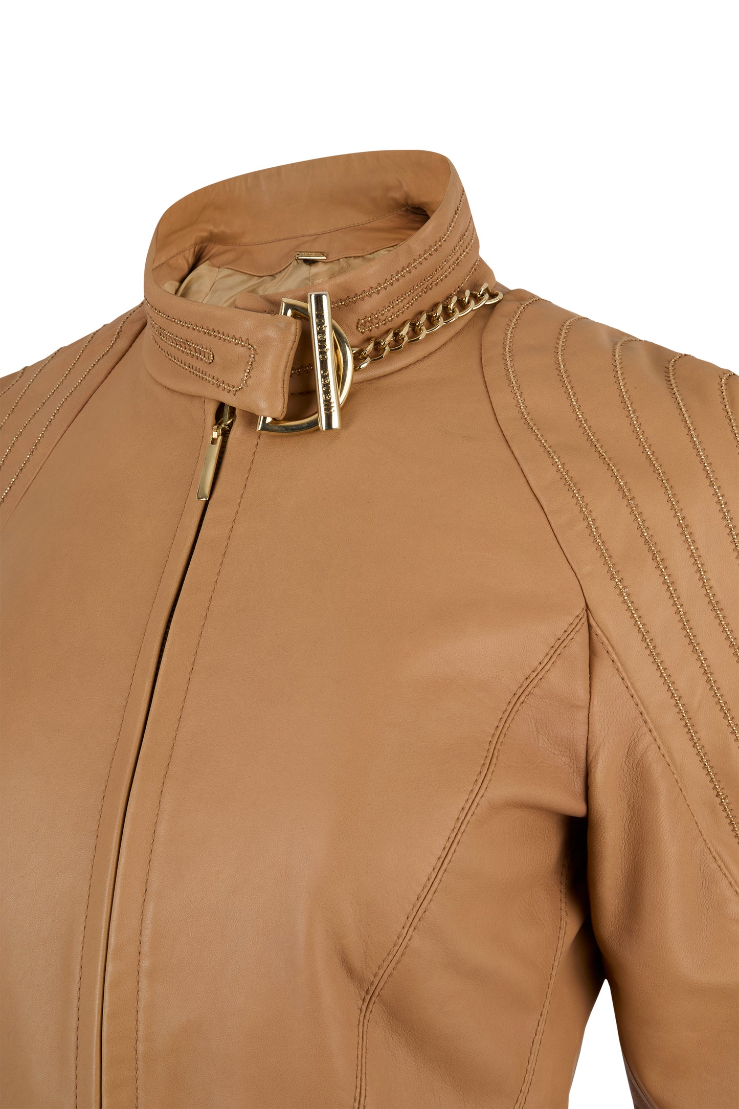 Roberto Cavalli Soft Tan Leather Jacket